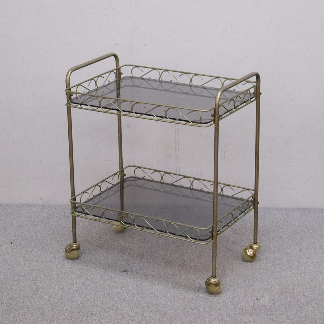 SERVERINGSVAGN, glas/mässing, 1960/70-tal.