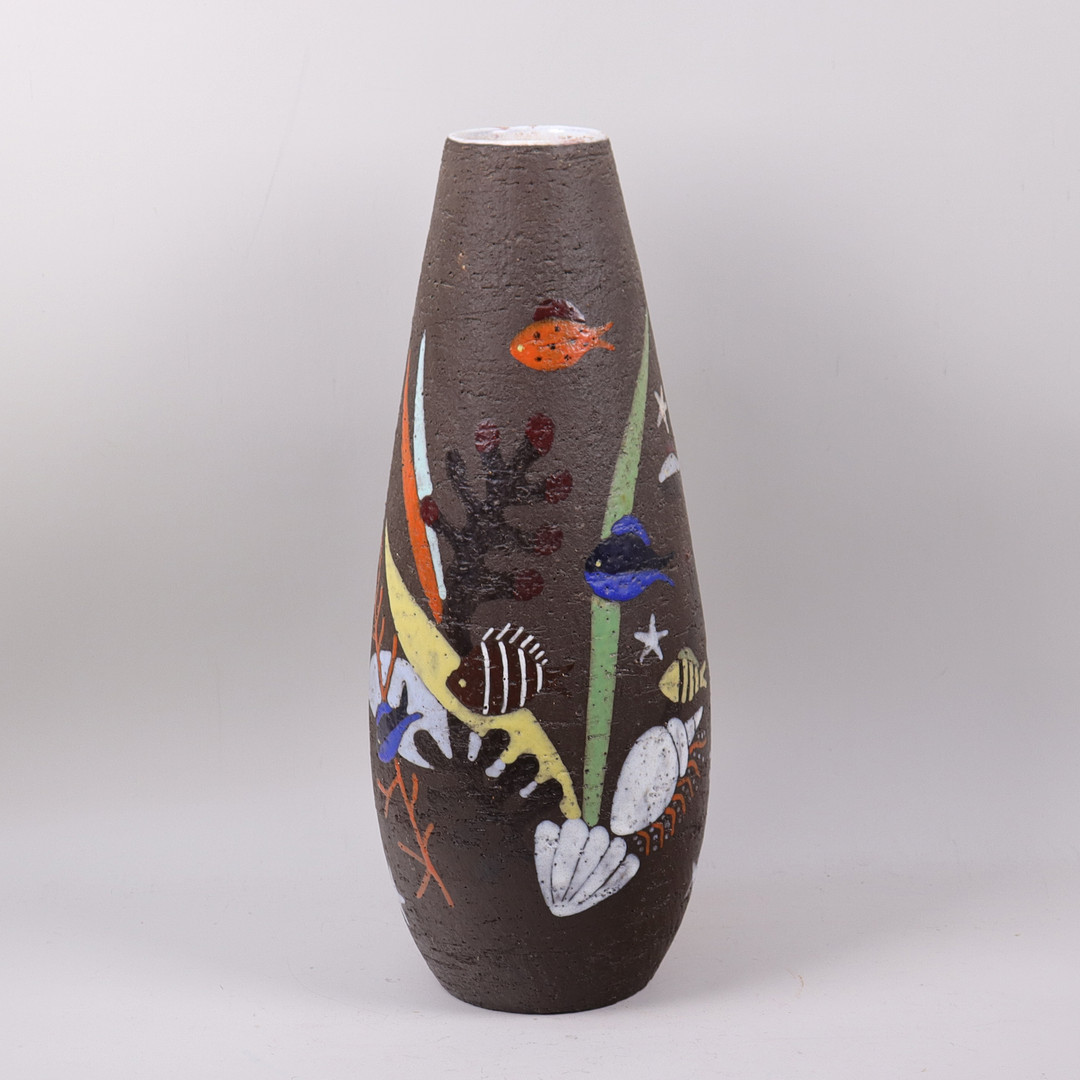 ANNA-LISA THOMSON. golvvas, stengods "Havsflora", Upsala Ekeby. 1950-tal.