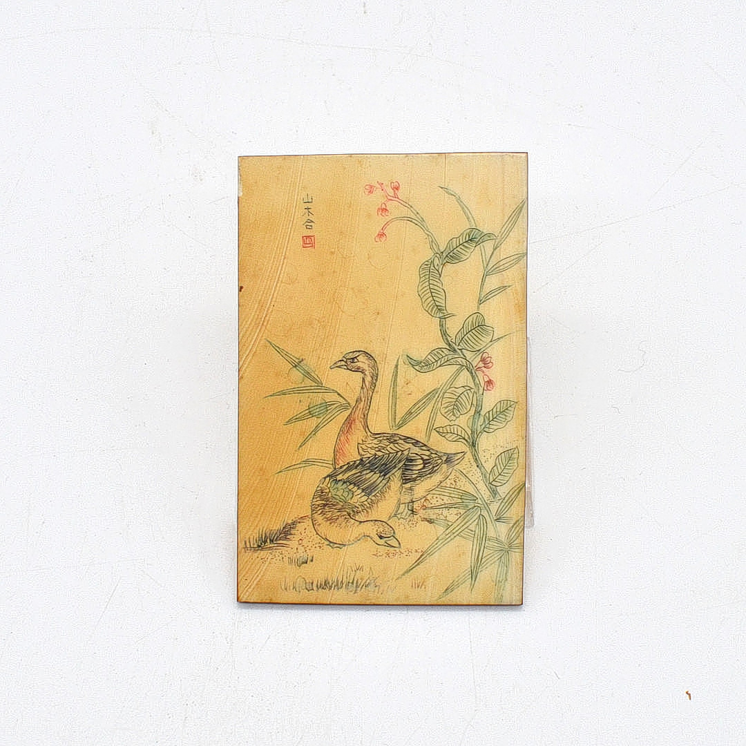 CHINESISCHE KARTE MIT ENTENMOTIV, AUS BEIN, UM 1960-1980.