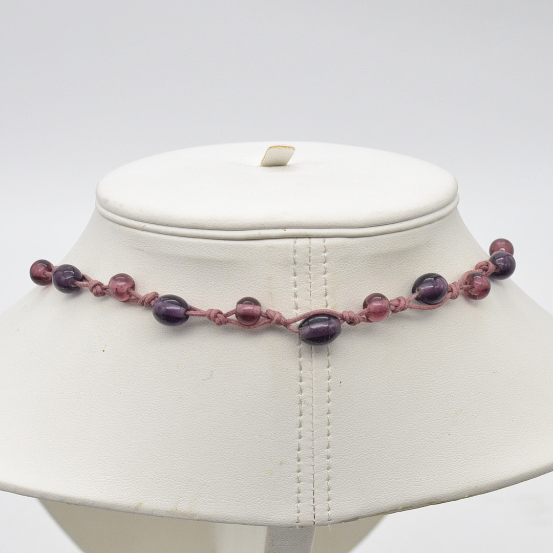 MURANO GLAS COLLIER, HANDGEMACHTE PERLEN, ENDLOS, VINTAGE, CA. 74CM.