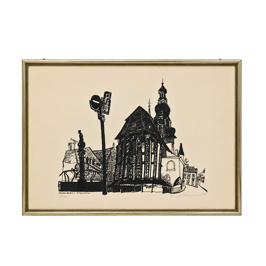 EDGAR SCHMANDT (1929–2019), LITHOGRAFIE, „HEIDELBERG / HEILIGGEISTKIRCHE“, HANDSIGNIERT.
