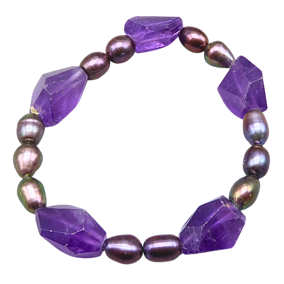 AMETHYST- UND SÜSSWASSERPERLEN-ARMBAND.