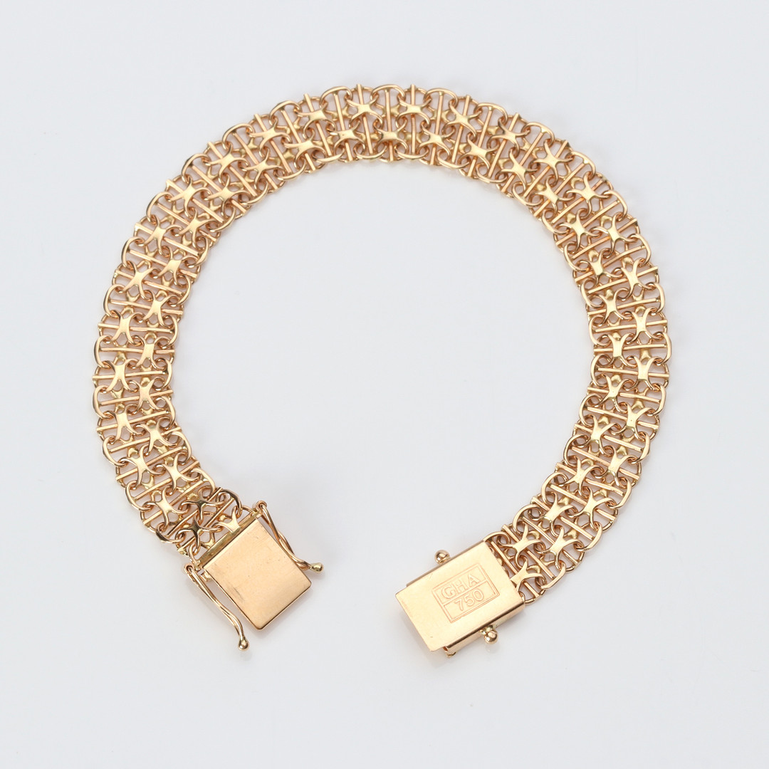 ARMBAND; X-LÄNK. 18k guld, Guldfynd/Iduna, vikt ca 14,2 gram.