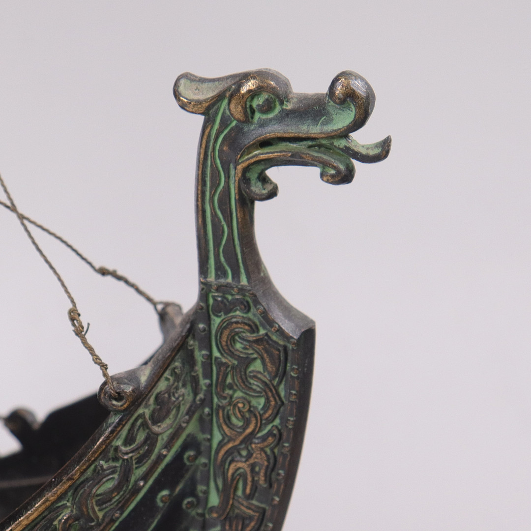 EDWARD AAGAARD. vikingaskepp, brons och koppar, Iron Art Copenhagen, Danmark, 1900-tal.