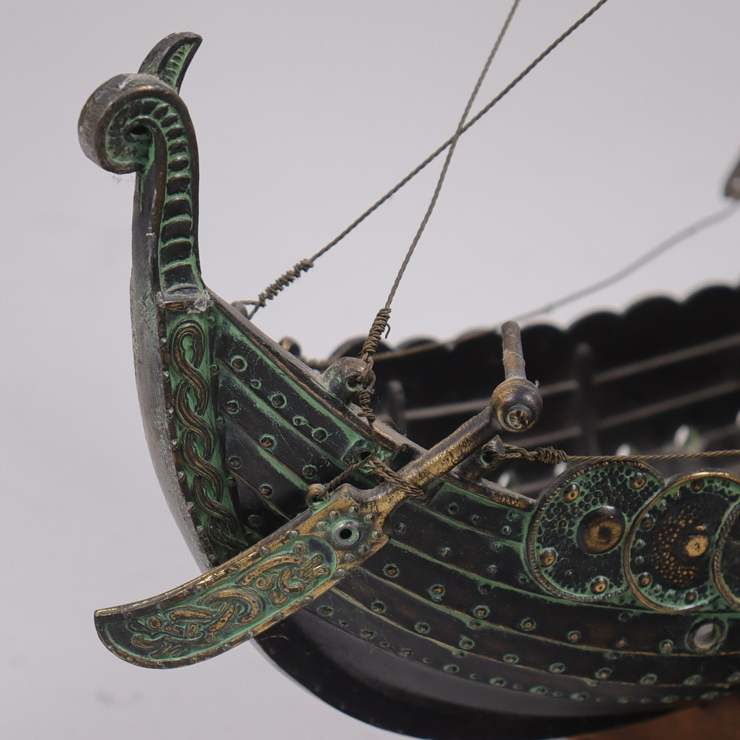 EDWARD AAGAARD. vikingaskepp, brons och koppar, Iron Art Copenhagen, Danmark, 1900-tal.