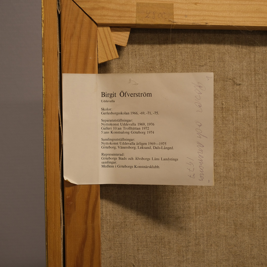 BIRGIT ÖFVERSTRÖM. OLJA PÅ DUK. STILLEBEN, BLOMMER I VAS.