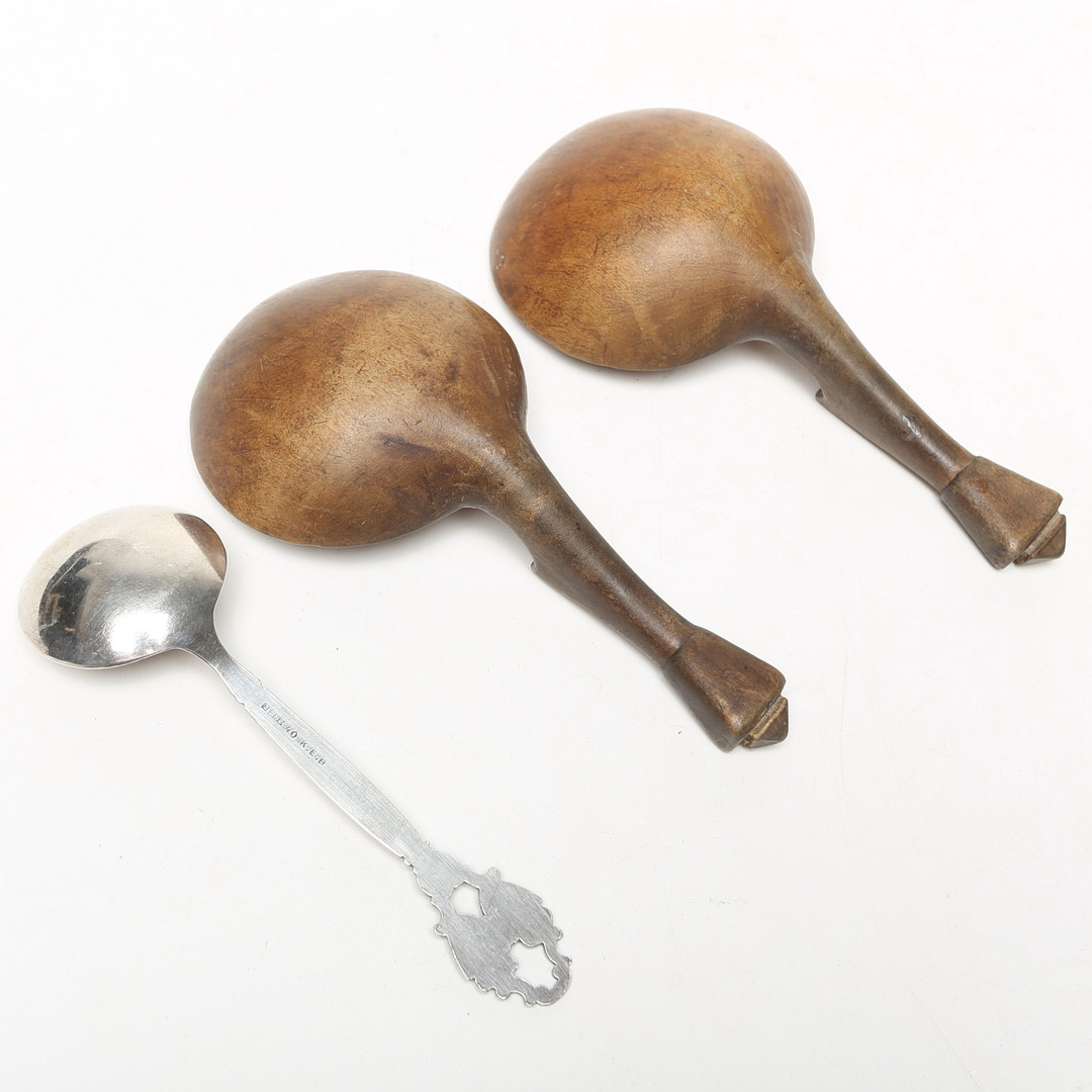 SKEDAR 3 st, allmogestil, trä/nysilver.