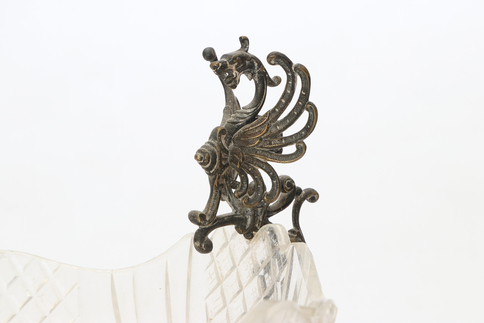 UPPSATSSKÅL. Nysilver med glasskål. Nyrokoko, 1800-tal.