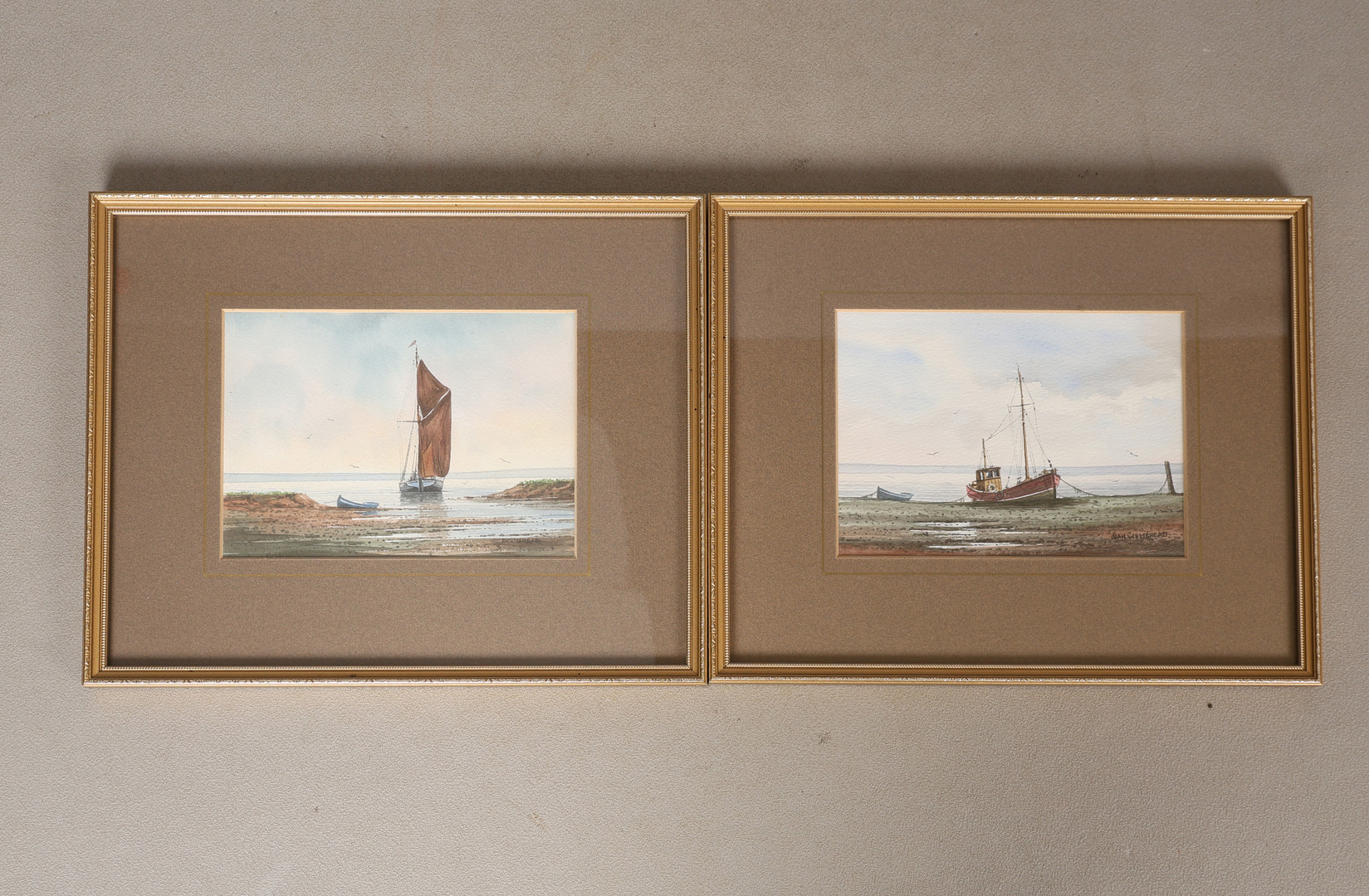 ALAN WHITEHEAD, A PAIR OF ORIGINAL WATERCOLOUR SEASCAPES (2).