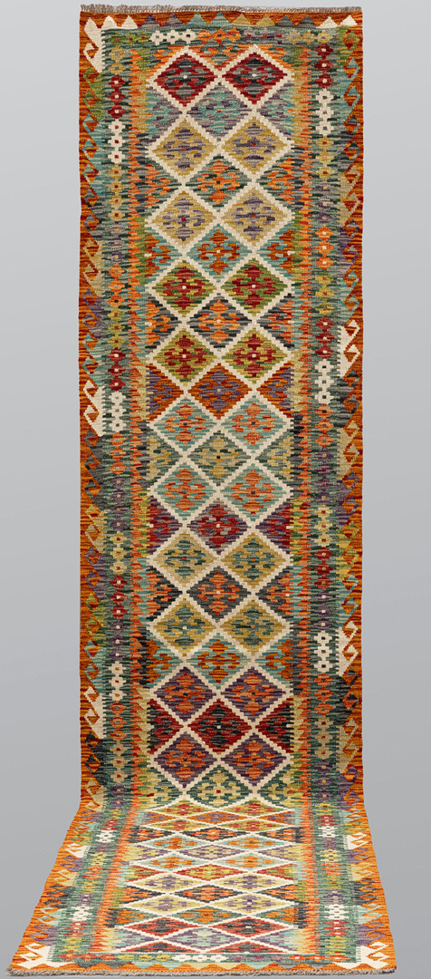 ORIENTMATTA, kelim, klassisk design gallerimodell, ca 388 x 85 cm.