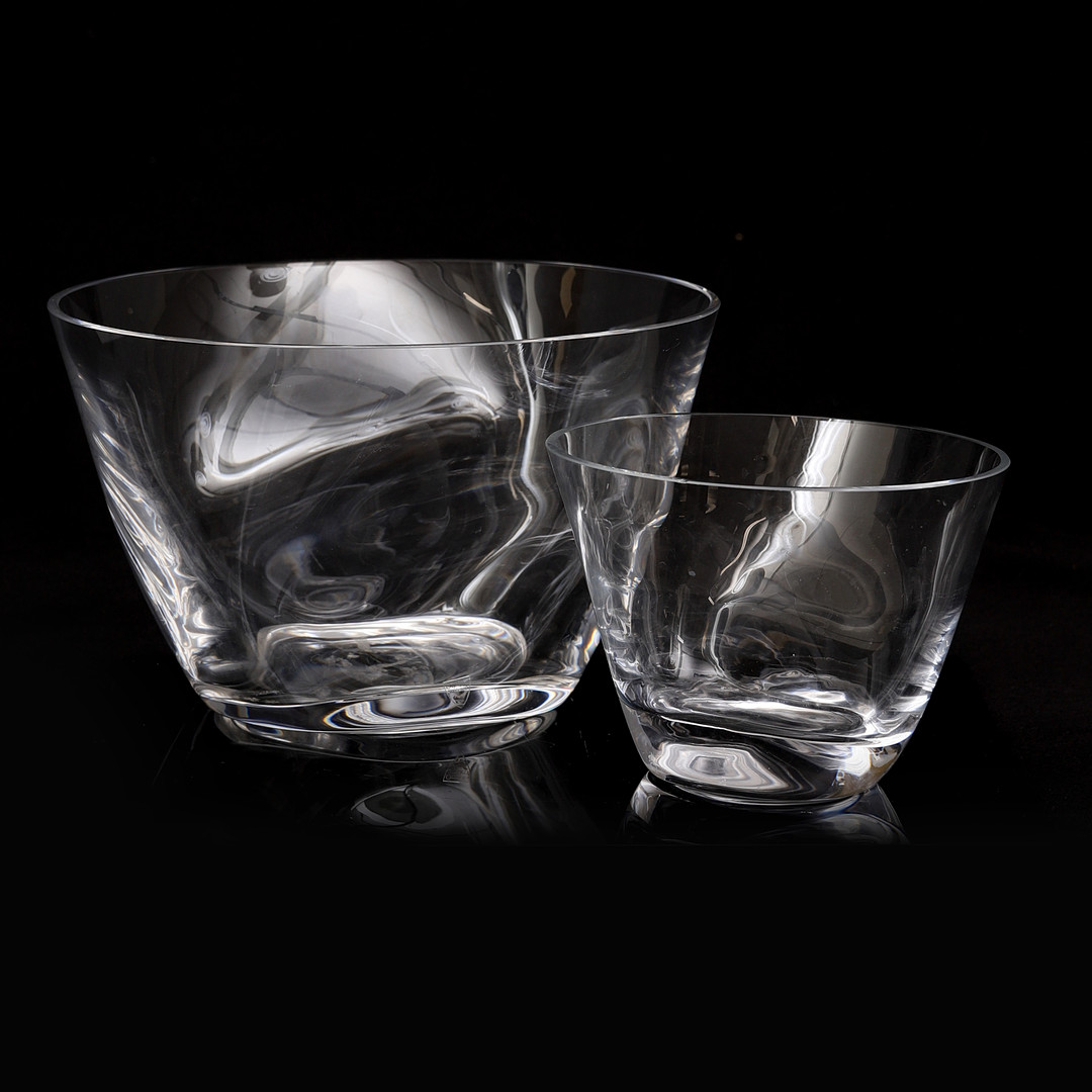 SKÅLAR, 2 st, glas. Lena Bergström, Orrefors.