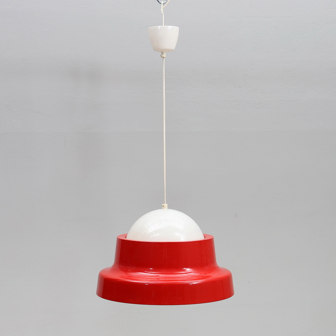 P-O STRÖM. Taklampa, plast/plåt, IKEA, 1900-talets andra hälft.