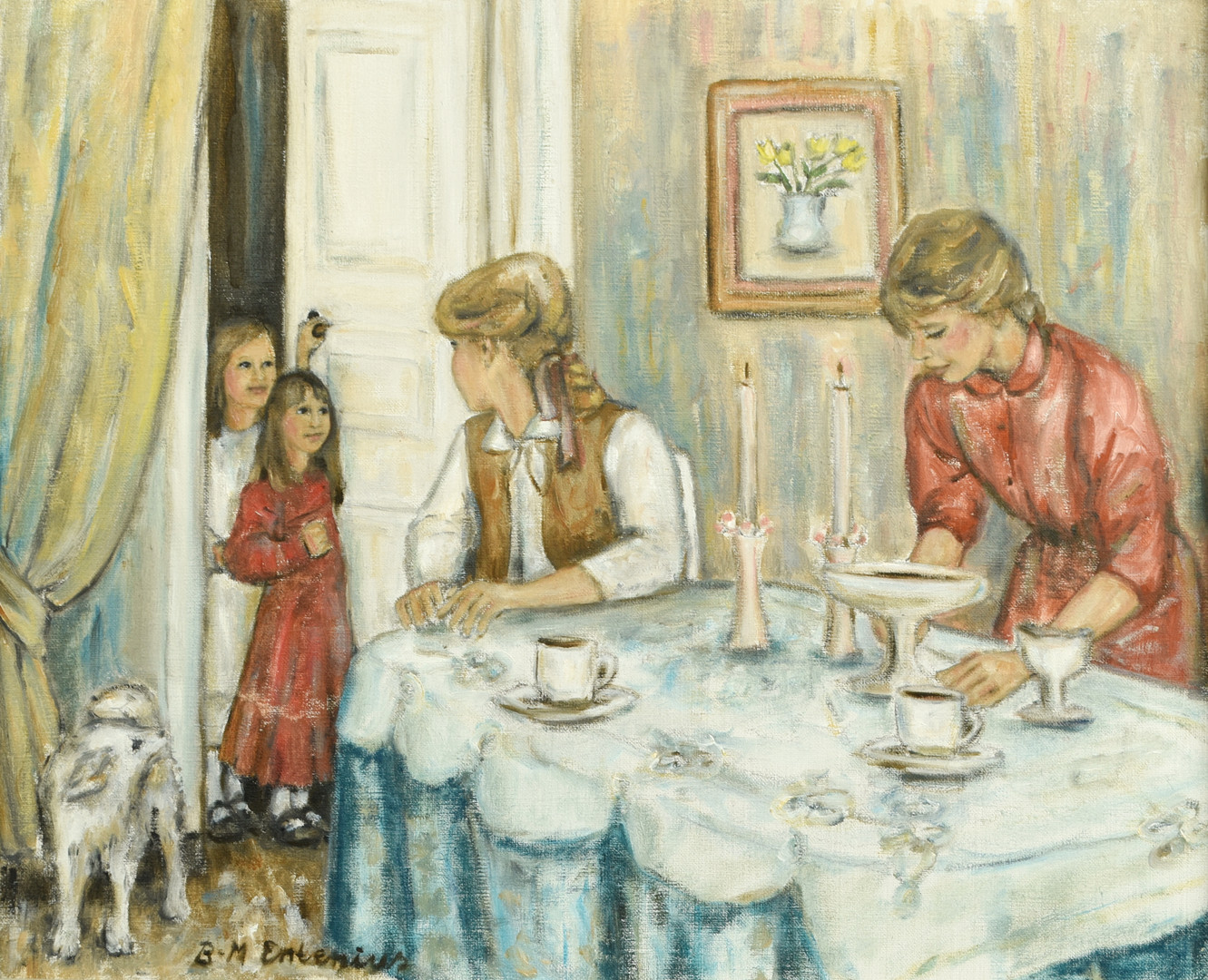 OIDENTIFIERAD KONSTNÄR. Olja på duk, signerad B-M.Entenius.