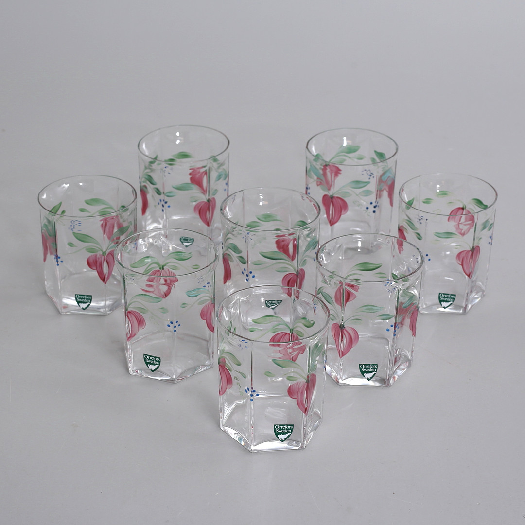 SELTERGLAS, 8 st, "Maja", Eva Englund, Orrefors.