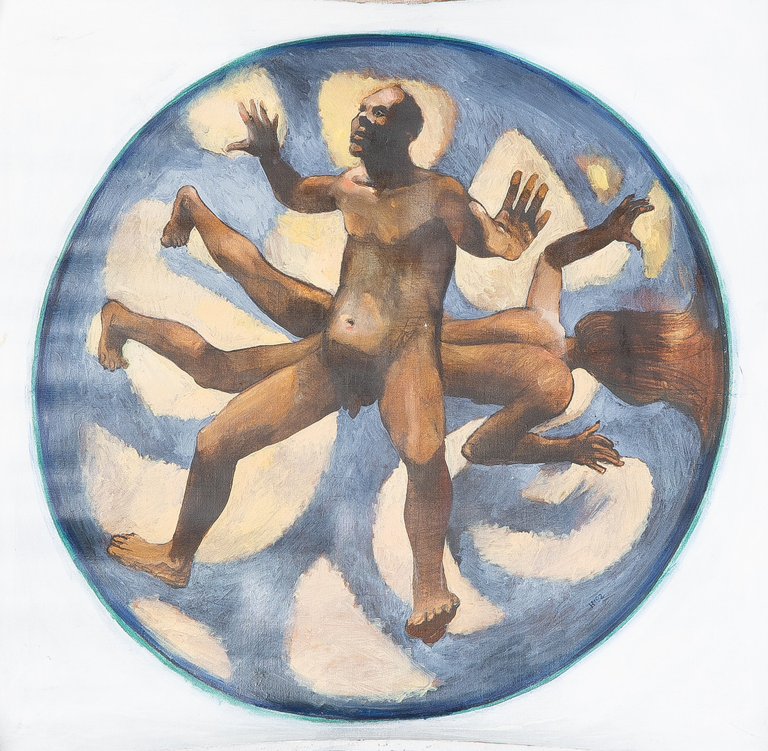 HÅKAN NYBERG (1938-2013). Figurkomposition, olja på duk, oramad.