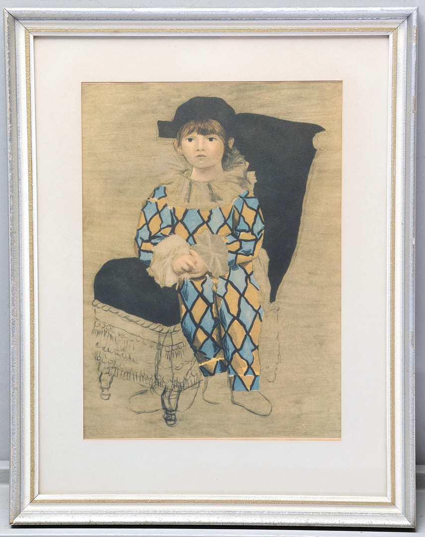 GRAFISKT TRYCK, "Den lille Harlekin", efter Pablo Picasso.