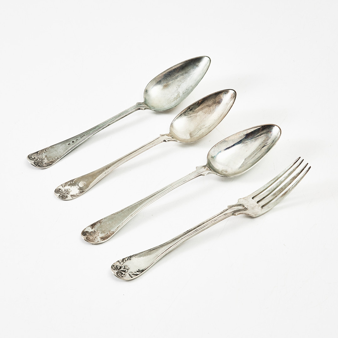 SKEDAR, 3 st., GAFFEL, silver, modell "Gammal Fransk", olika tillverkare, Sverige.