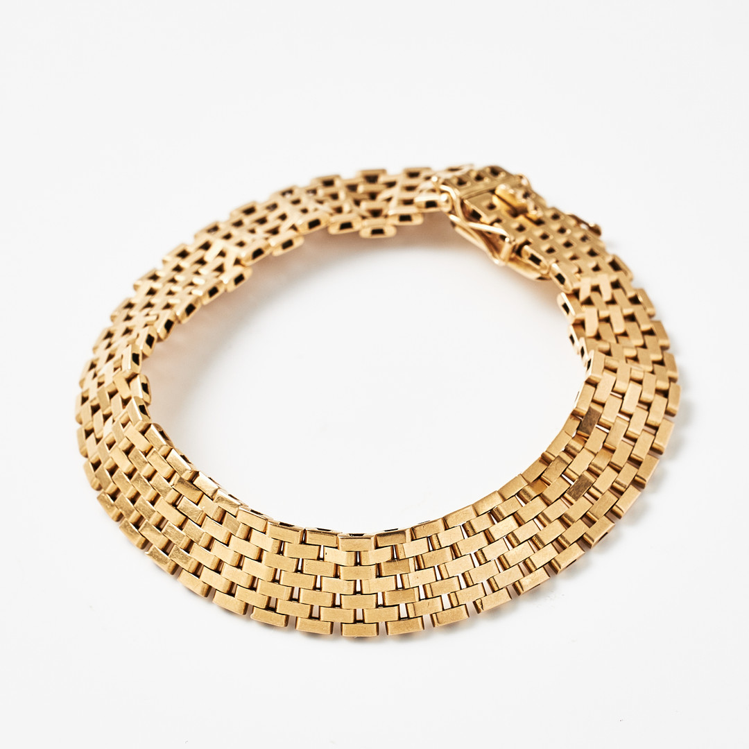 ARMBAND, 18 k guld, korridormatta, Juvelerare AB J. Petterssons Eftr., Stockholm 1965.