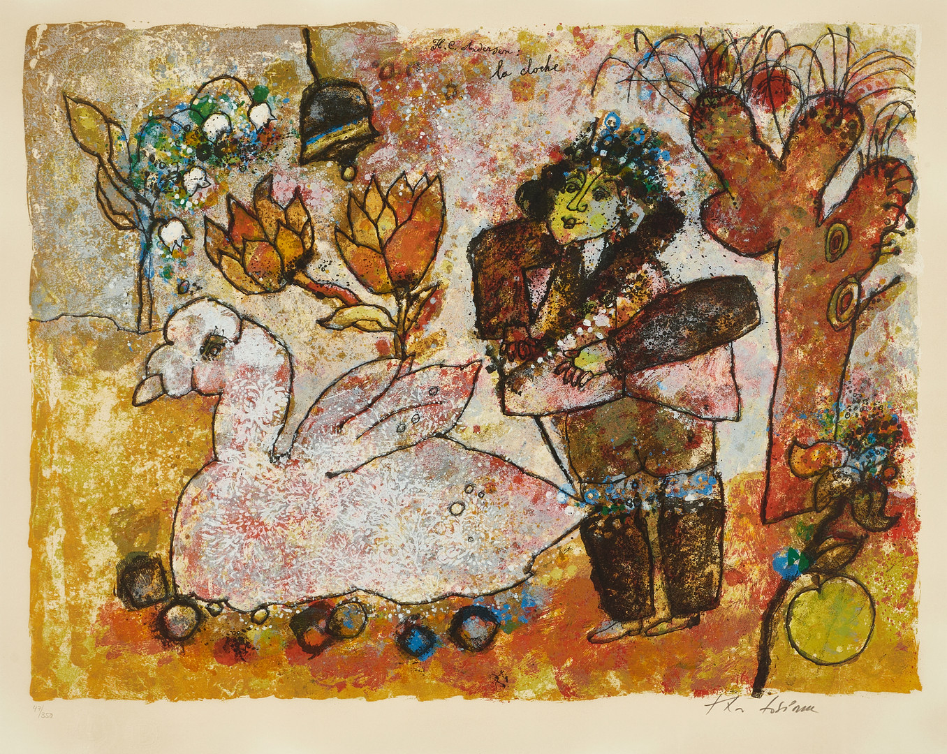 THEO TOBIASSE (FRANKRIKE, 1925-2012). "La Cloche", signerad, numrerad 47/350, färglitografi.