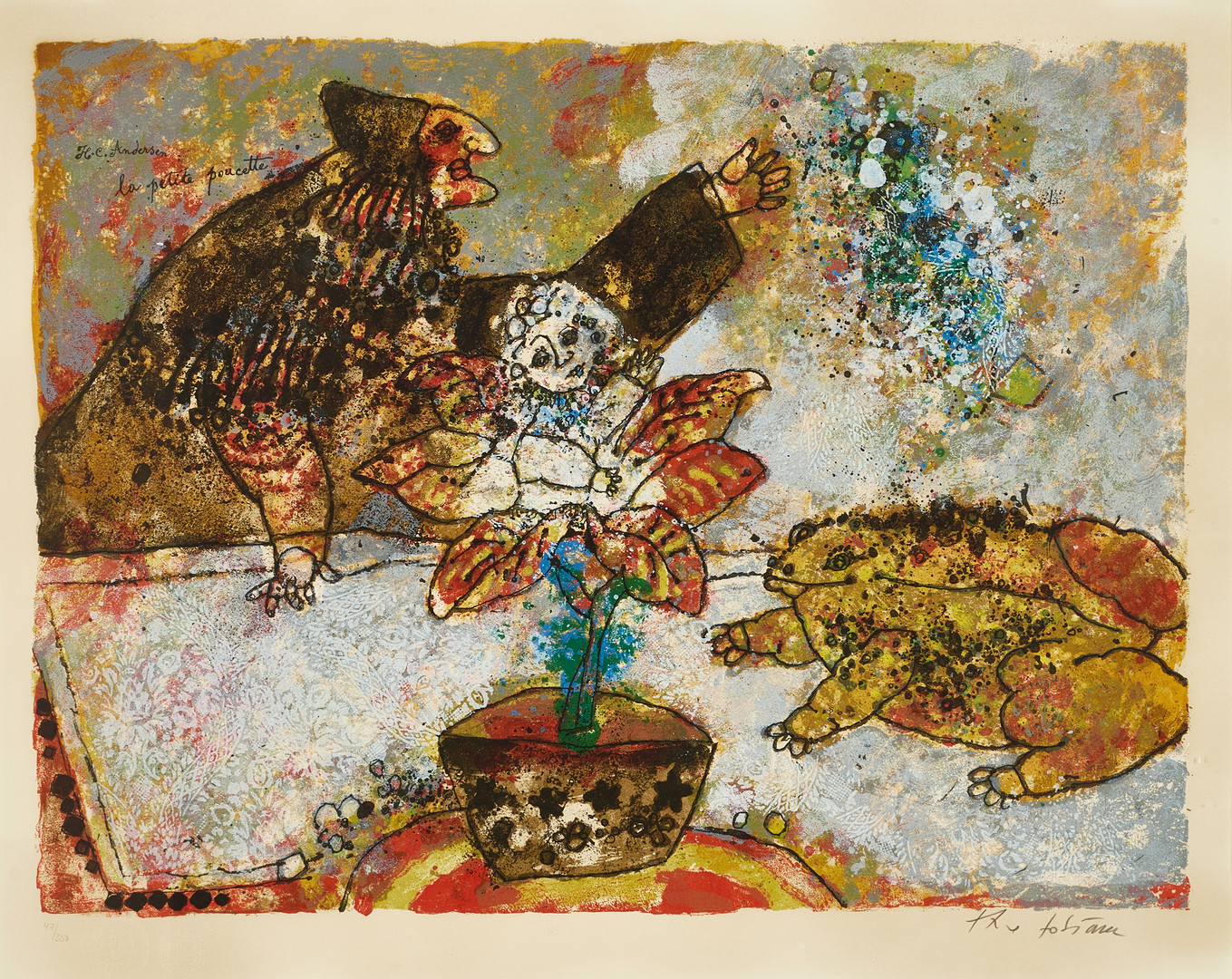 THÉO TOBIASSE (FRANKRIKE, 1927-2012). "La petite poucette", signerad, numrerad 47/350, färglitografi.