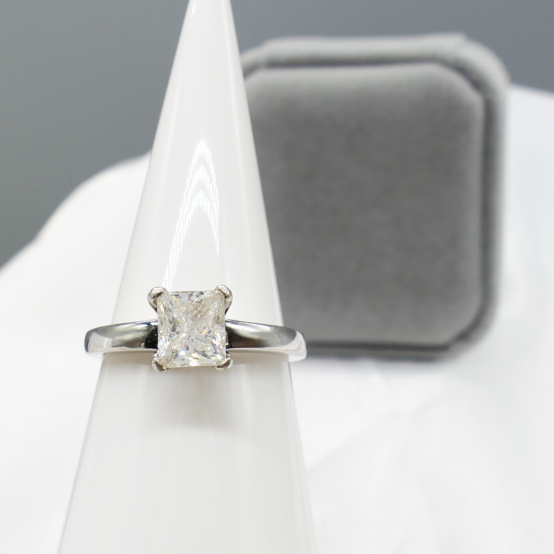 1.69CT PRINCESS CUT DIAMOND solitaire ring.