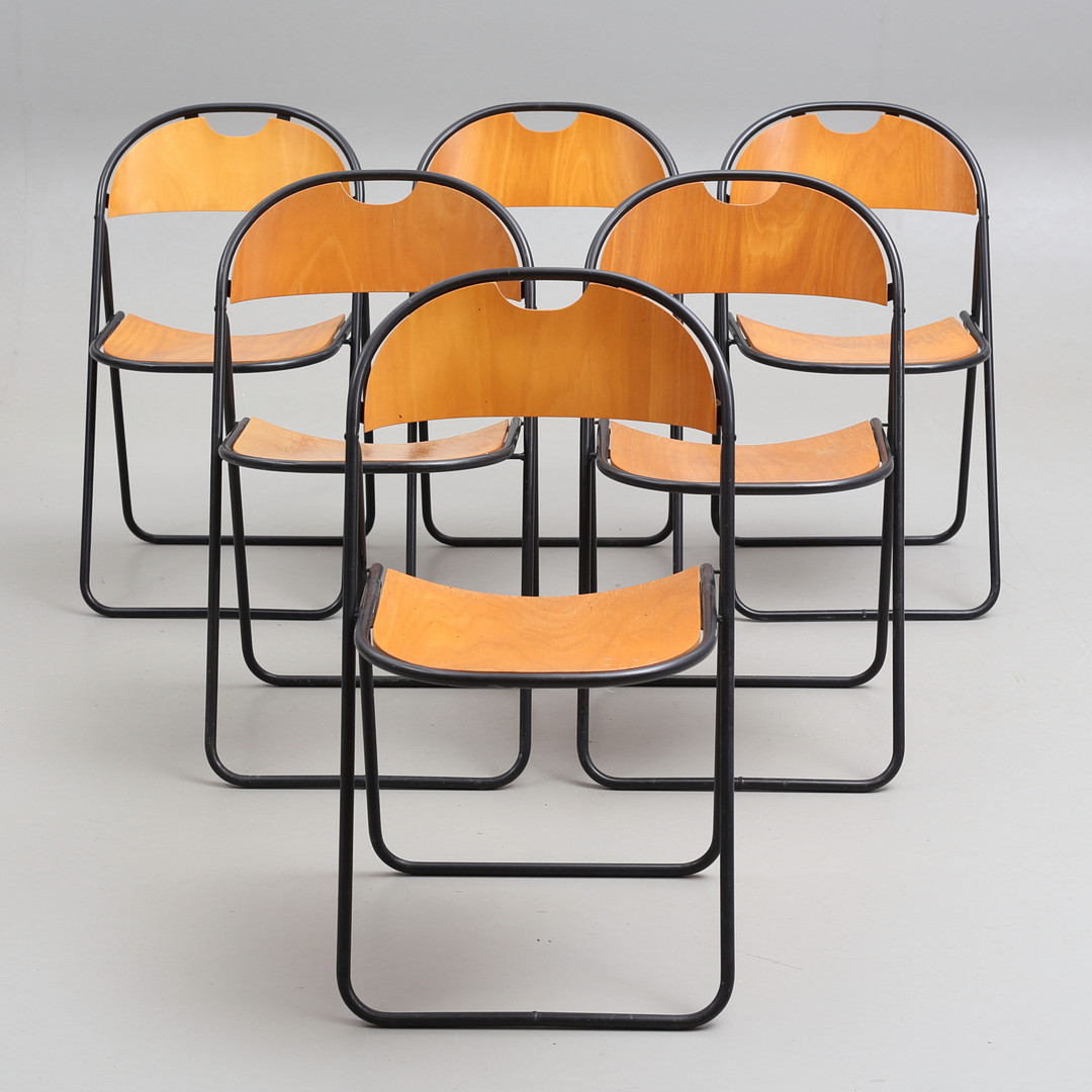 NIELS GAMMELGAARD. Klappstolar, 6 st, "Salmi" för Ikea, 1979.