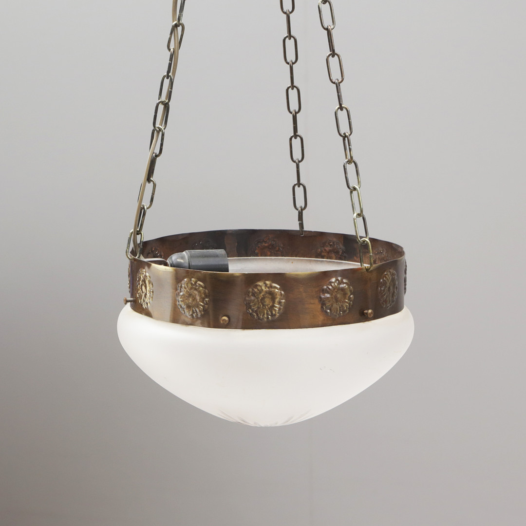 TAKLAMPA, glas/metall, etikett Tyringe.