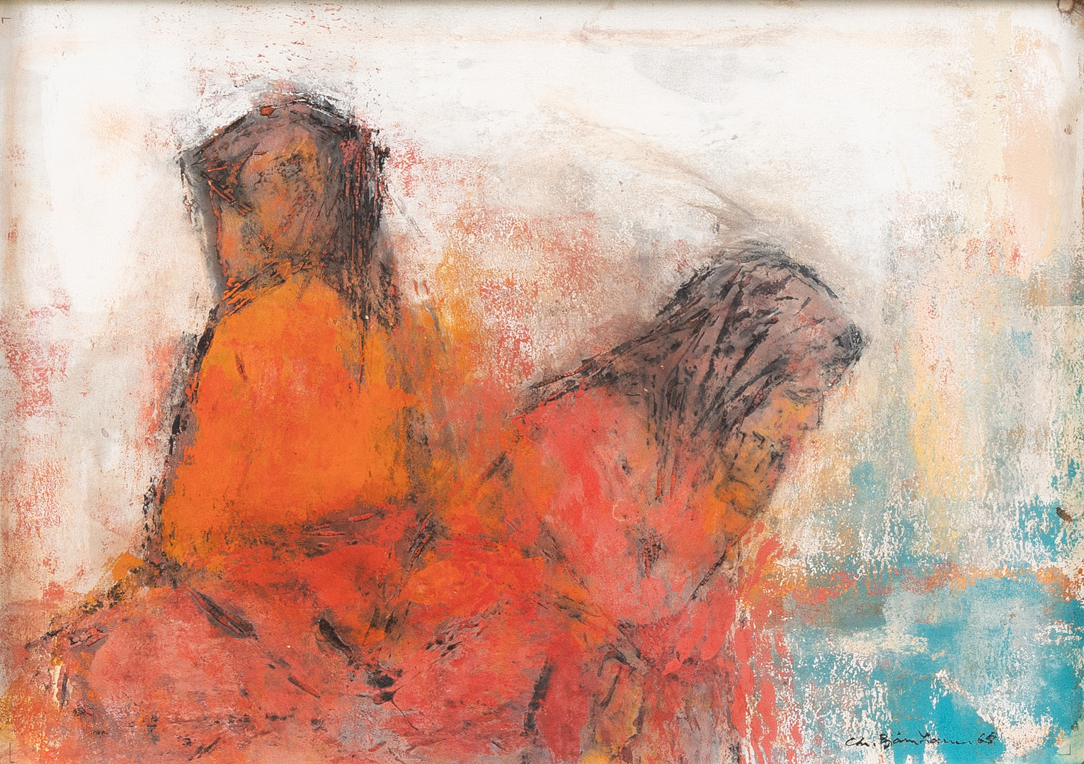 CHRISTIAN BJÖRN LARSEN (DANMARK, 1931-1993). "Ved midsommertid", gouache, signerad.