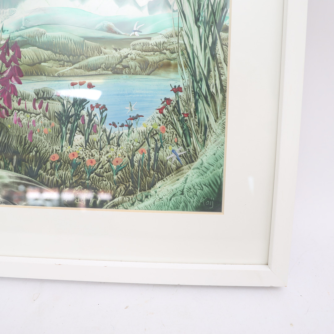 OIDENTIFIERAD KONSTNÄR. Naturbild med blomster, akvarell, signerad, M Koij.