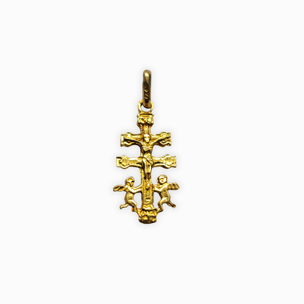 Cruz de caravaca en oro de 18 K.