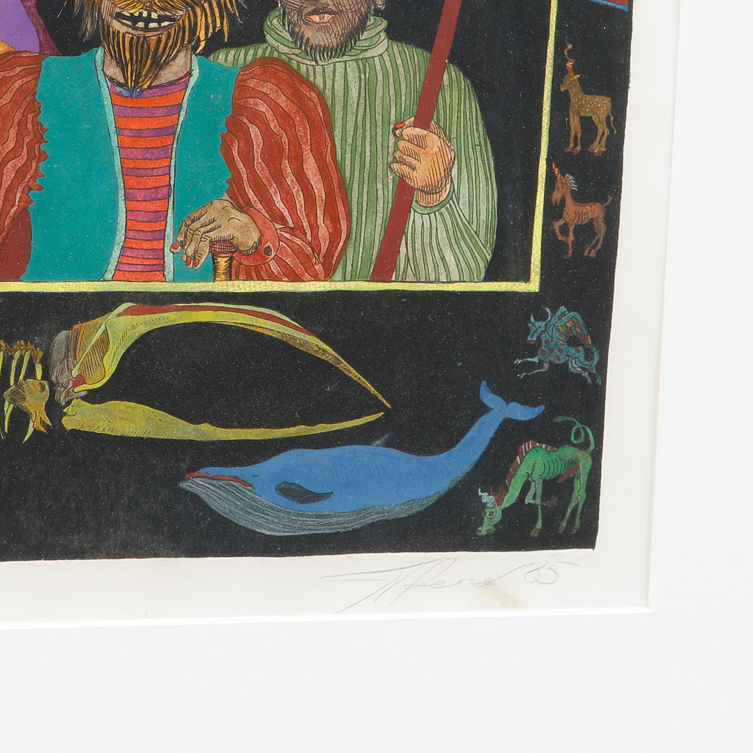 PETER REICHET. Komposition med figurer, blandteknik, signerad.