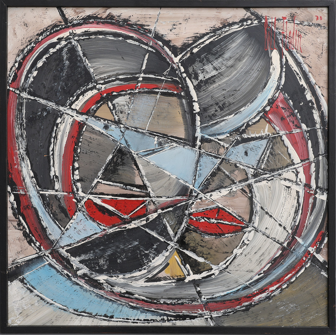 BILL FLODIN 1934-1976. OLJA PÅ PANNÅ, "ANSIKTEN", SIGNERAD, FÖRSEDD MED TUMAVTRYCK OCH DATERAD 1970.