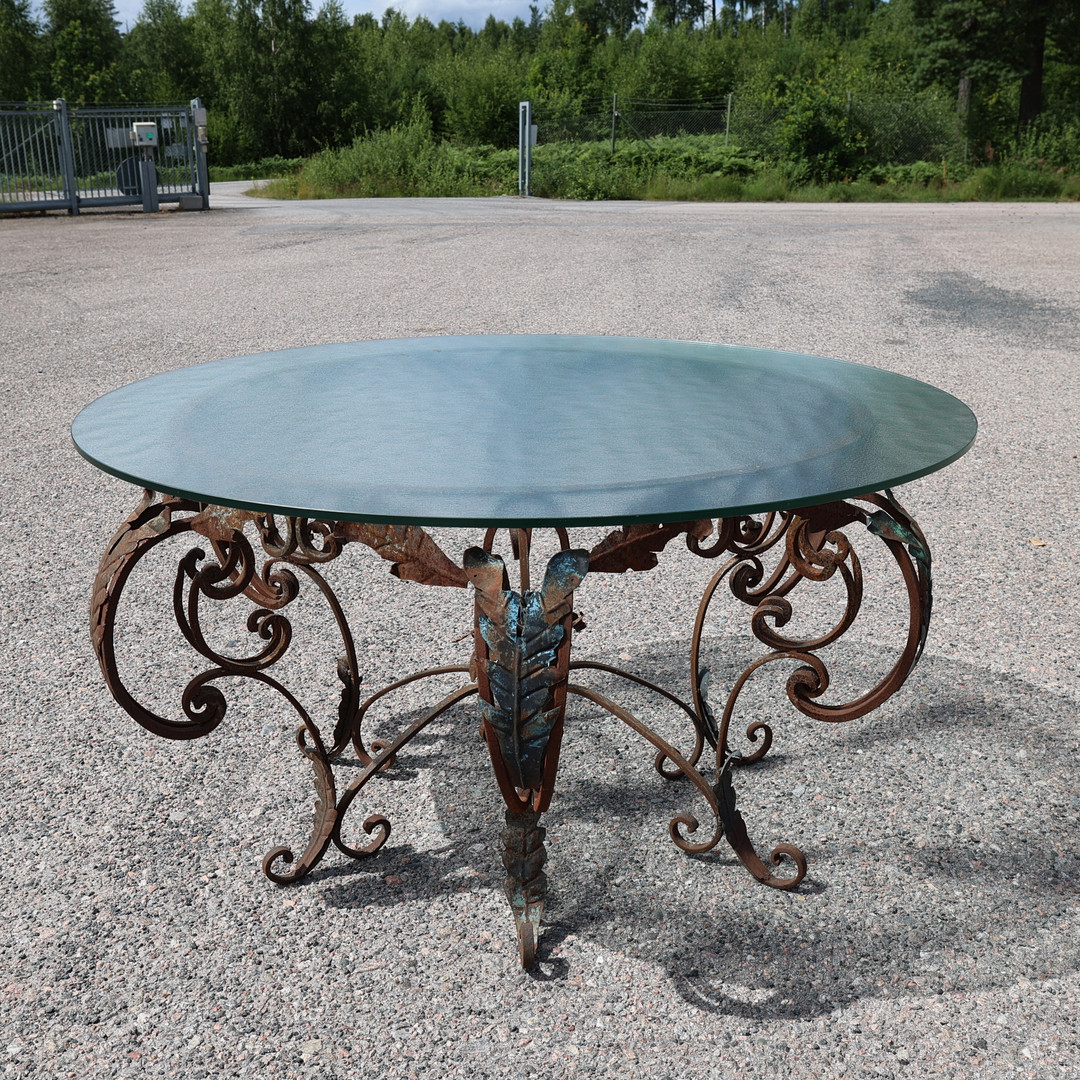 TRÄDGÅRDSBORD, gjutjärn/glasskiva.