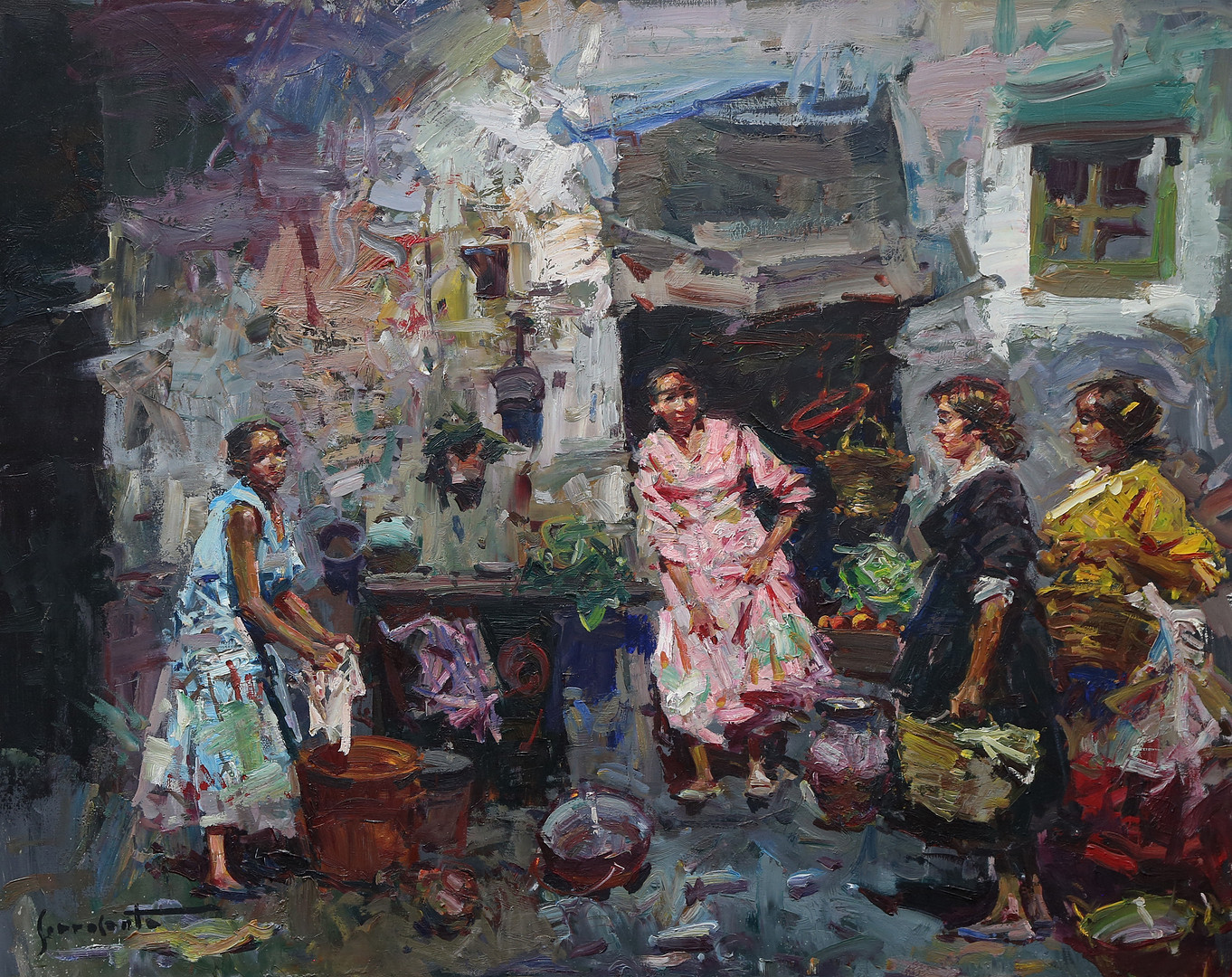 JOSEP SERRASANTA. Urban scene.