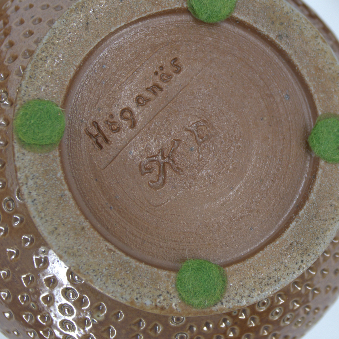KARL PERSSON. Burkar, kanna och kaffekanna, 4 delar, glaserat stengods, monogramsignerade, Höganäs.