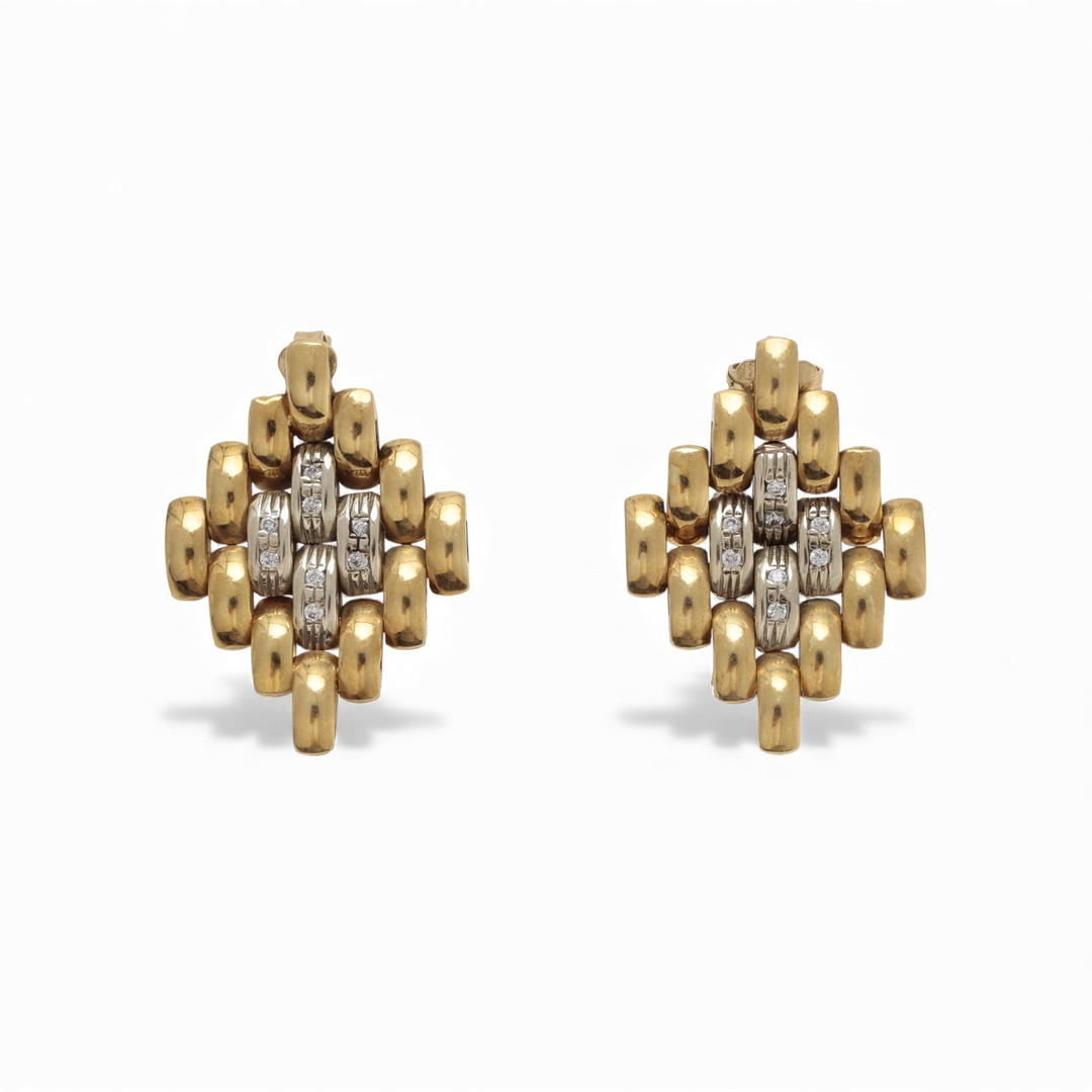 Two-tone gold earrings.