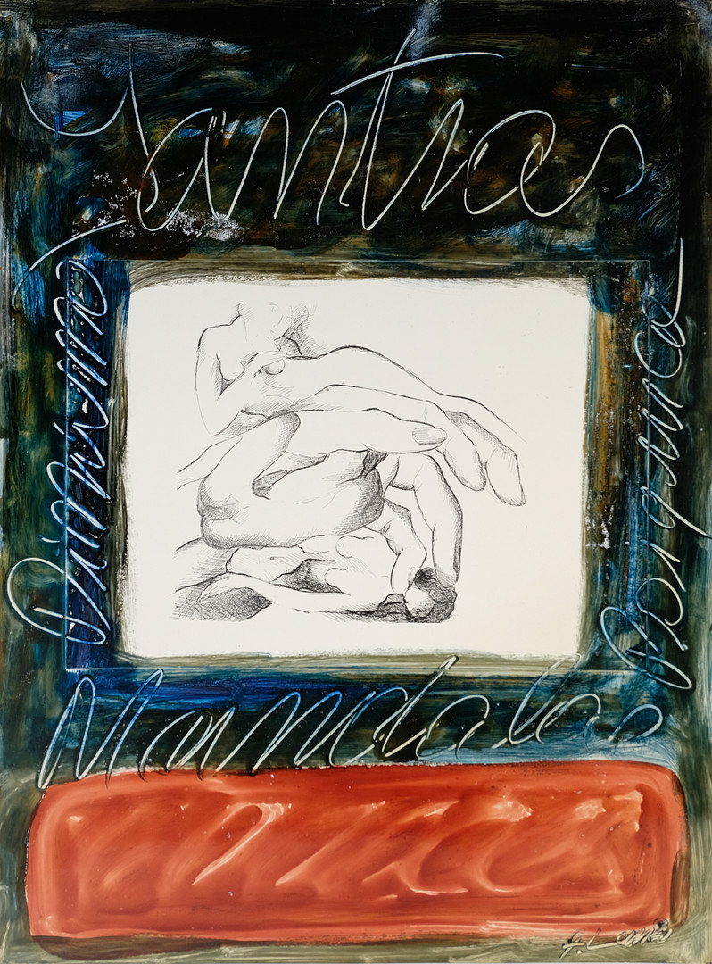 ALFREDO LANZ (1945). Desnudos femeninos. Acrílico y tinta sobre papel.