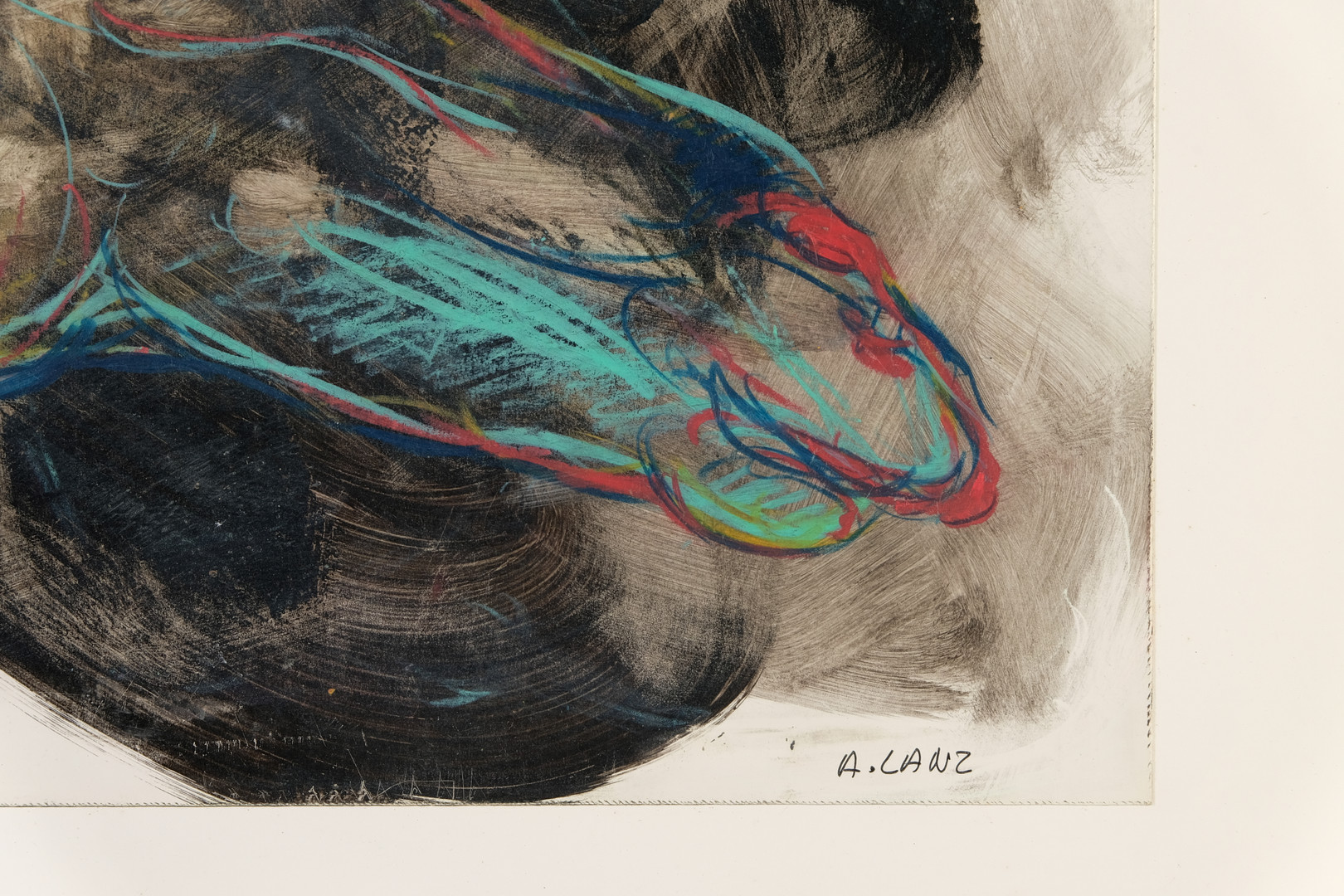 ALFREDO LANZ (1945). “Girafa, África”. Óleo y ceras sobre papel.