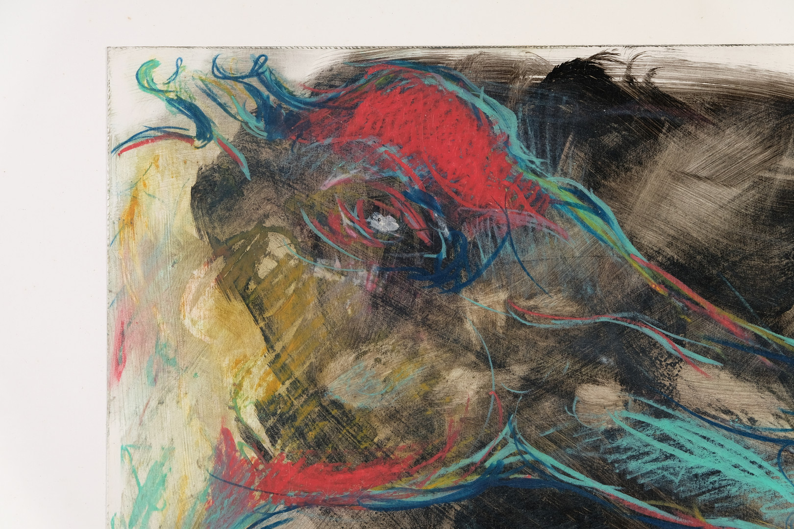 ALFREDO LANZ (1945). “Girafa, África”. Óleo y ceras sobre papel.