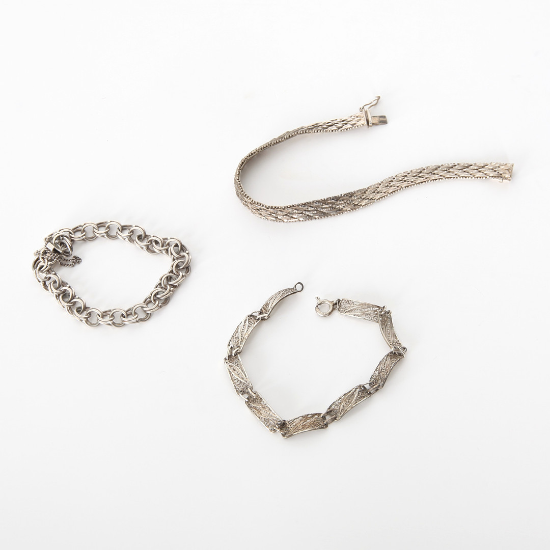 SILVERARMBAND, 3 st, Bl.a Bismarcklänk.