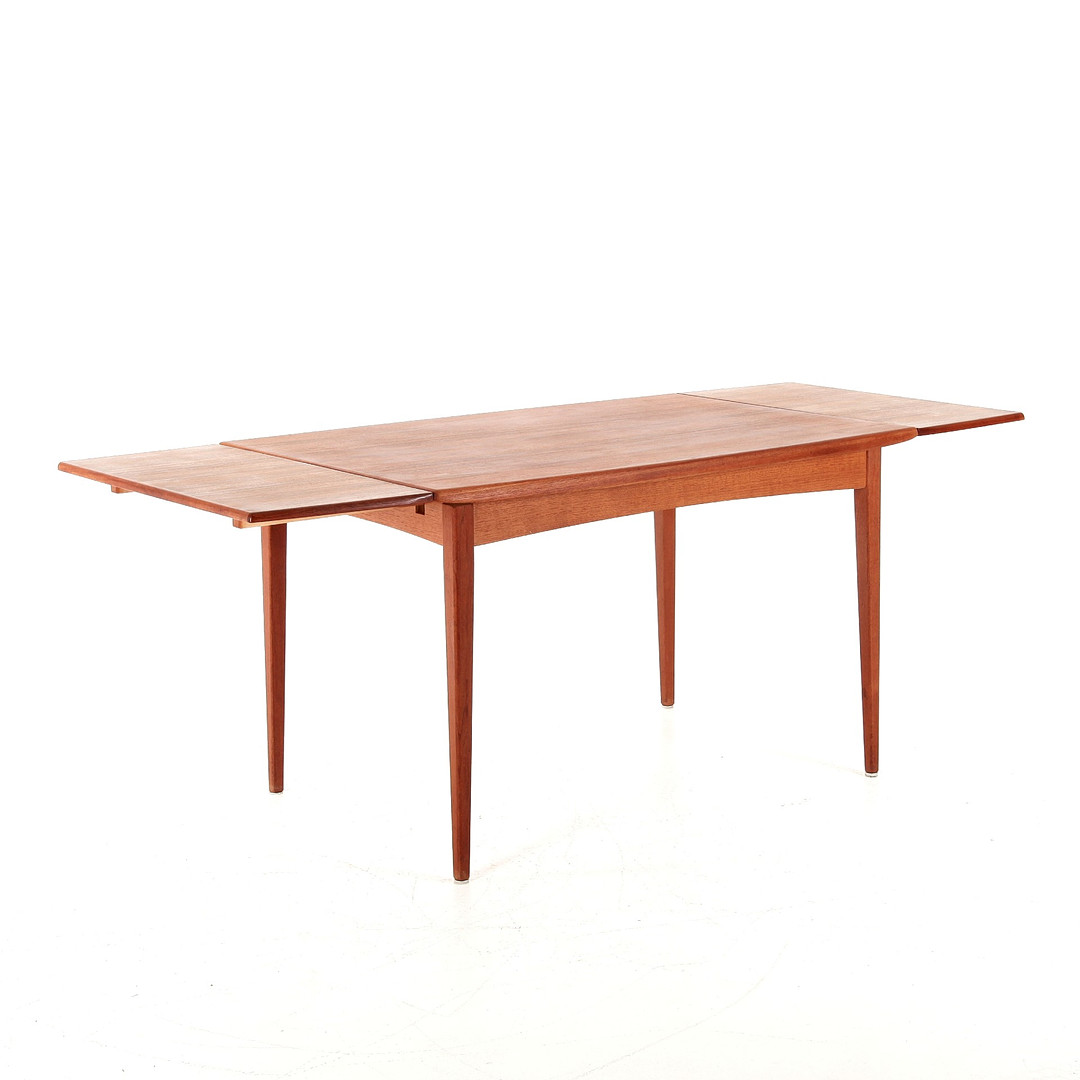BORD MED UTDRAGSSKIVOR, 190 cm långt, teak, Rosendals Möbelfabrik, Rottne, 1950/60-tal.