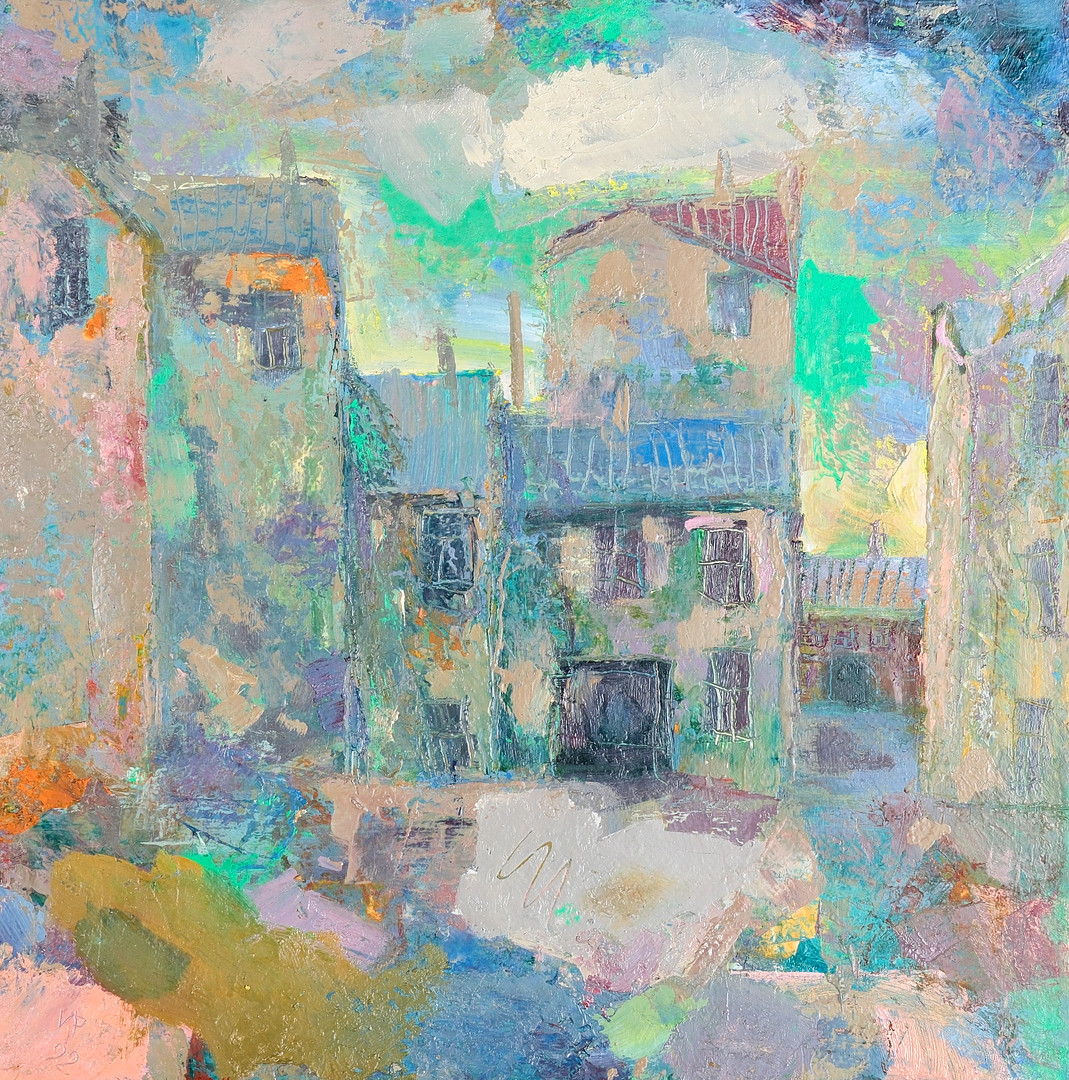 OIDENTIFIERAD KONSTNÄR. "Gatan", Olja på duk, Ryssland, signerad, 1992.
