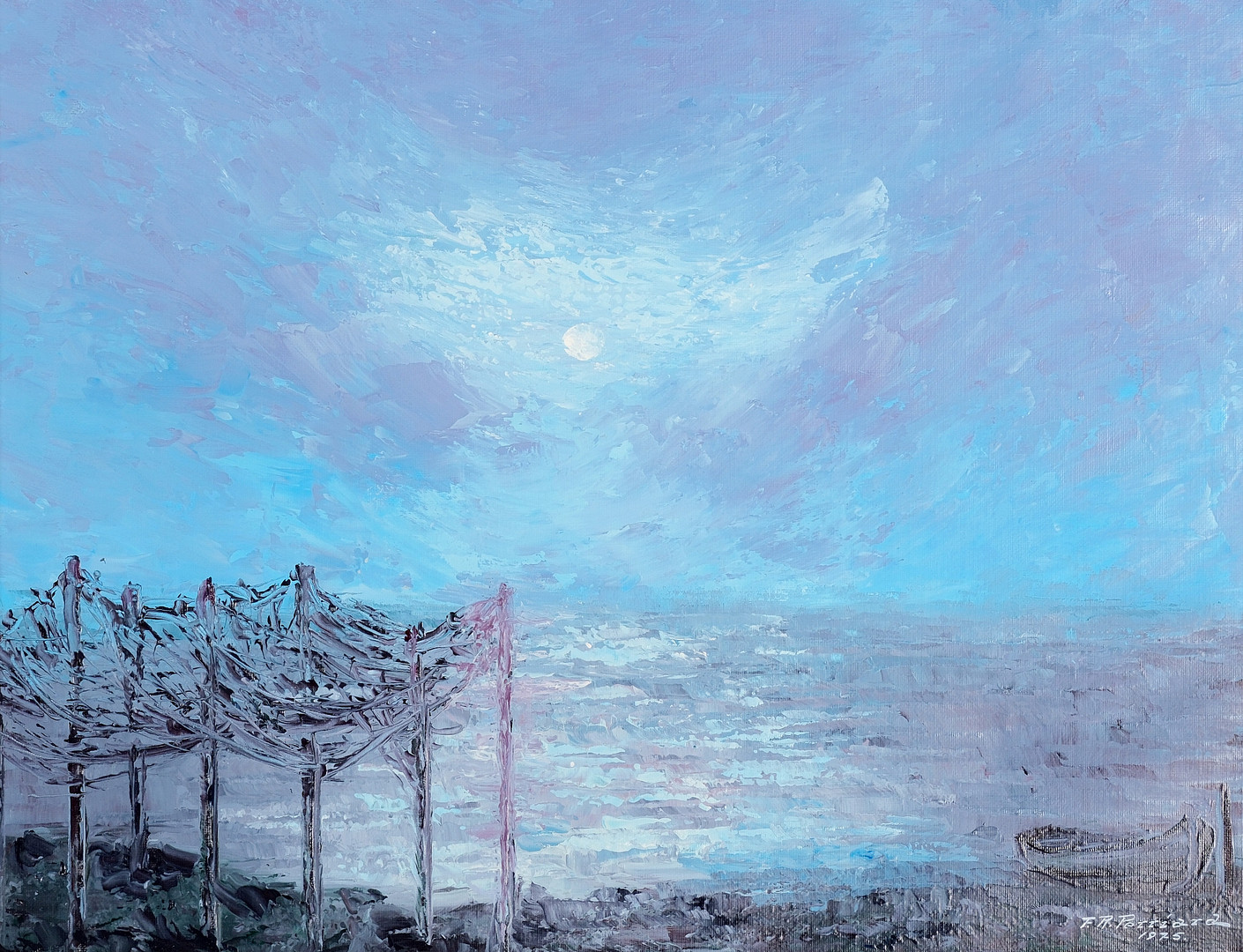 FRANCIS RAYMOND PERRIARD. Olja på duk, Kvällscen, signerad, 1975.