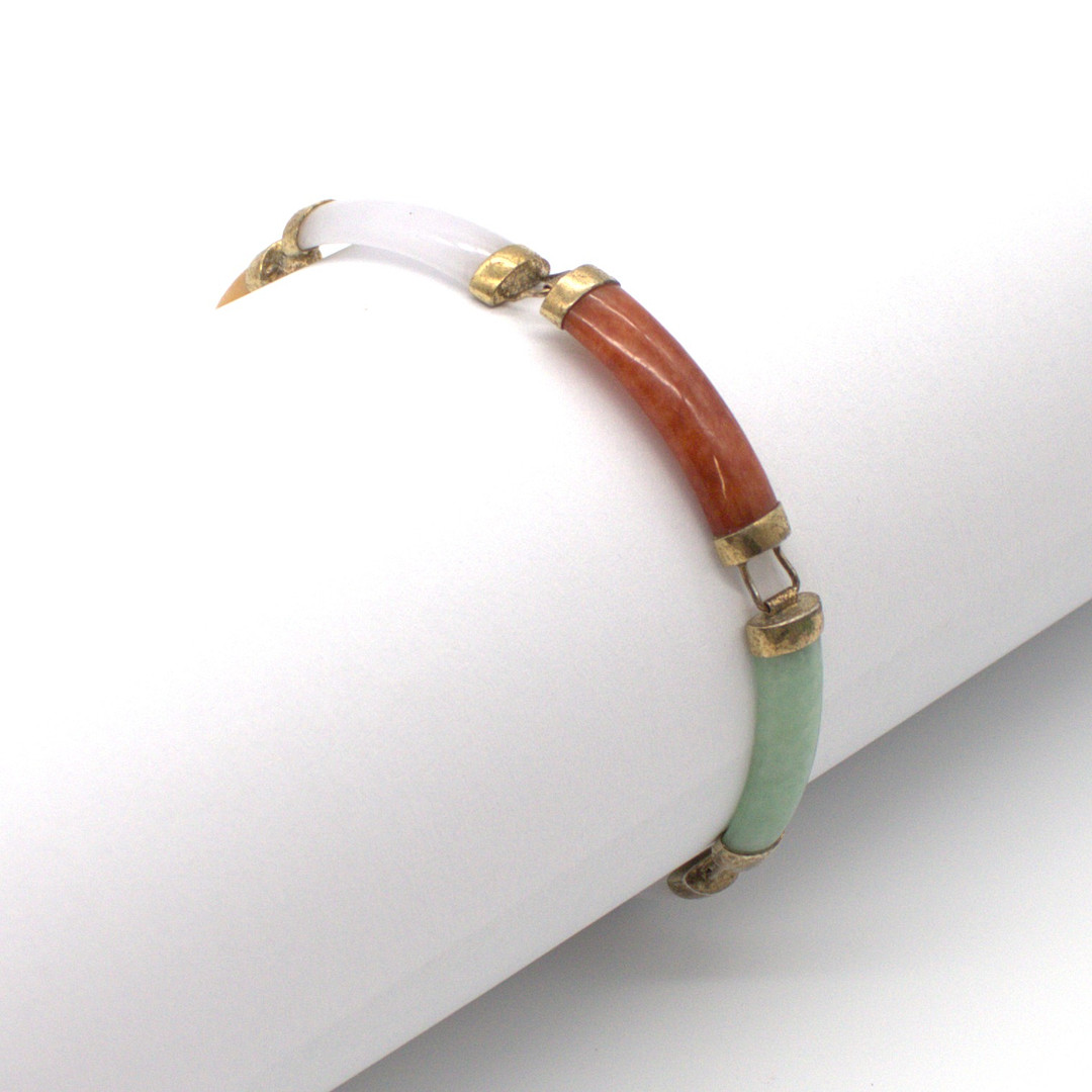 CHINESISCHES MULTICOLOR-STERLING-SILBER VINTAGE ARMBAND UM 1960.
