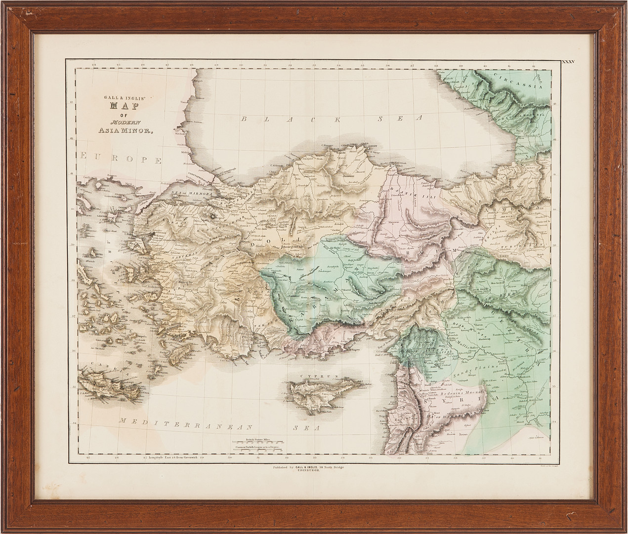 KARTA TURKIET, SVARTA HAVET, SYRIEN M.M. ca 1850.