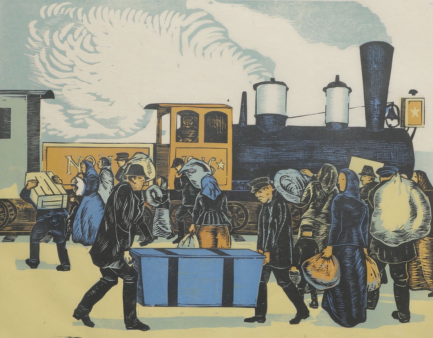 SVEN LJUNGBERG. Färgträsnitt, från serien "Invandrarna", signerad, numrerad 194/300.