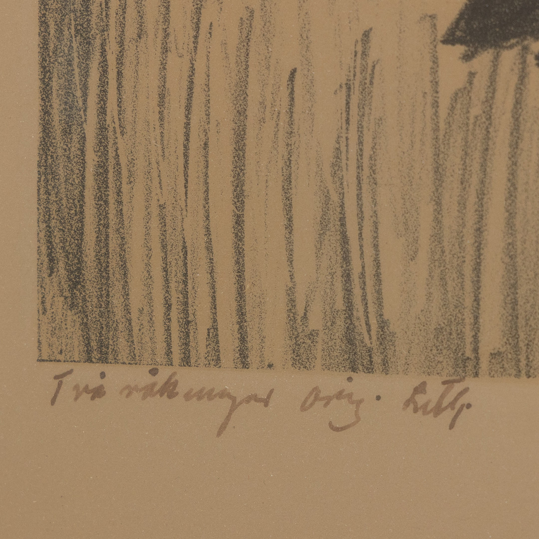 ERNST NORLIND. Råkungar, litogtafi, signerad.