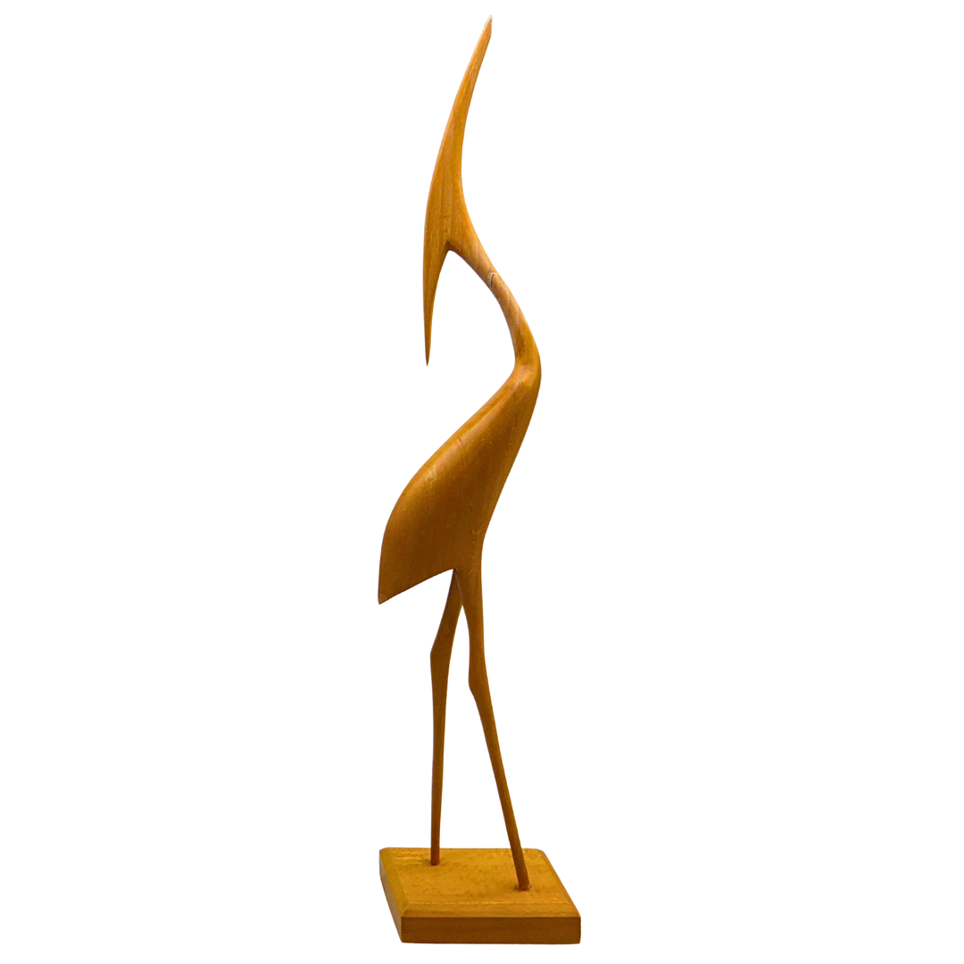 HOLZSKULPTUR, REIHER, MID-CENTURY MODERN, 1950ER/1960ER JAHRE.