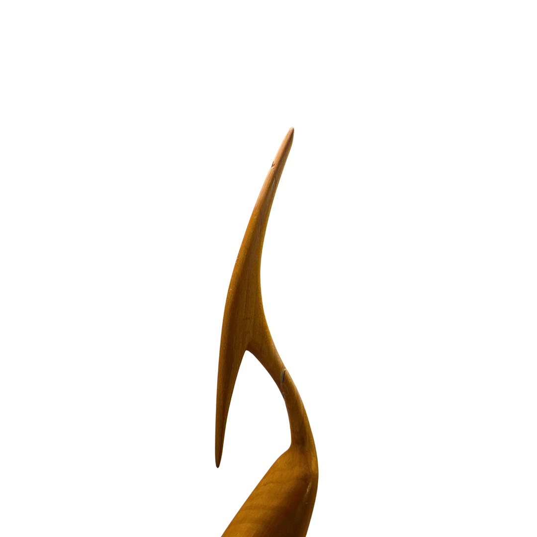 HOLZSKULPTUR, REIHER, MID-CENTURY MODERN, 1950ER/1960ER JAHRE.