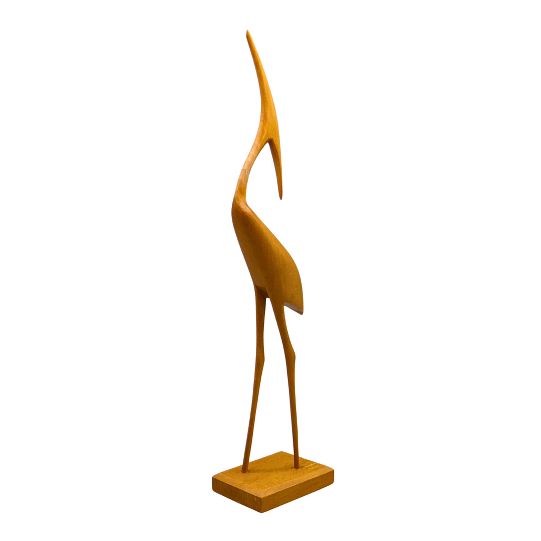 HOLZSKULPTUR, REIHER, MID-CENTURY MODERN, 1950ER/1960ER JAHRE.